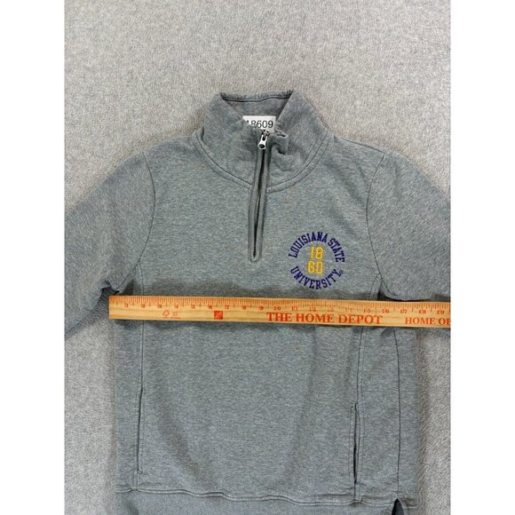 LSU Tigers League 1/4 Zip Campus Pullover Sweatshirt (Women's Small) Gray - Picture 8 of 13